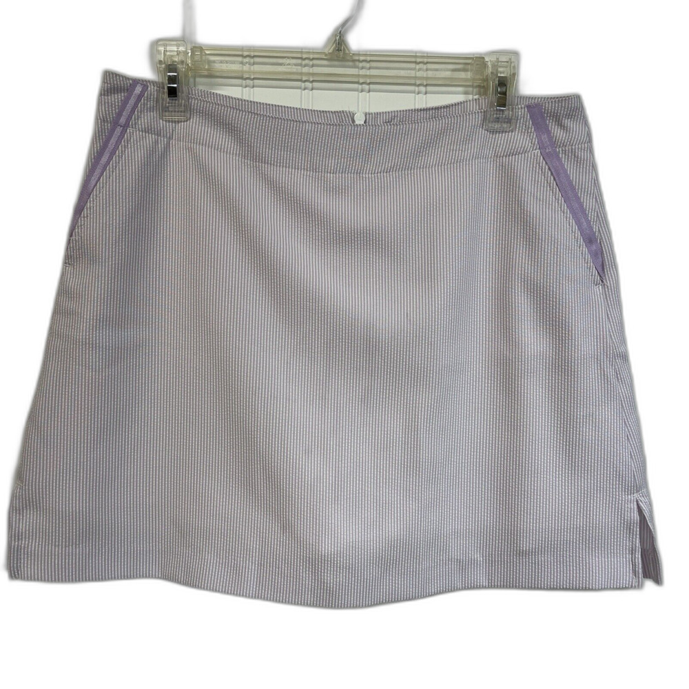 Lady Hagen Golf Skort Lavender seersucker‎ Sz 8 Side pockets, Zipper back